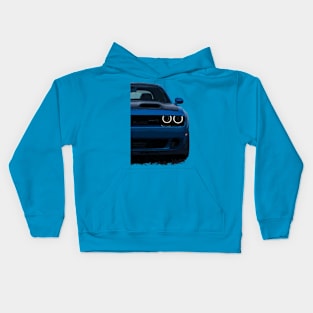 Aura of Power: Dodge Challenger Front Body Posterize Car Design for Teen Enthusiasts Kids Hoodie